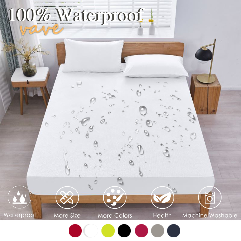 Waterproof Mattress Protector Breathable - 100% 방수 장착 침대 시트, 탄성