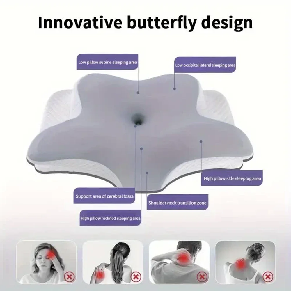 Memory Foam Orthopedic Pillow Neck Pain - 메모리폼 베개, 나비 모양, 편안한 사용감,