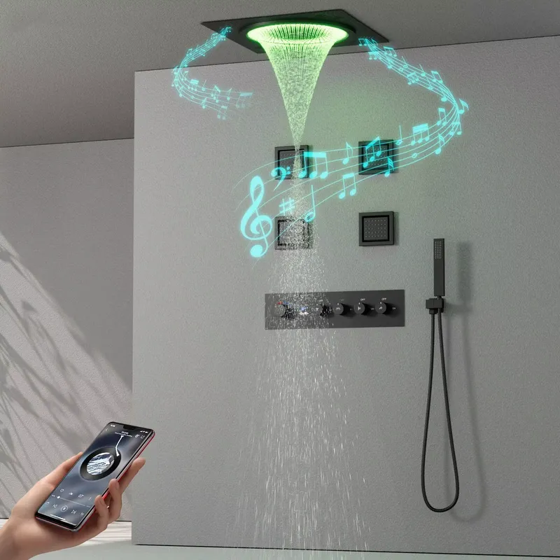 스마트 LED 샤워 세트 욕실 음악 내장형 레인폴 시스 - Home Decor 리뷰 및 가격