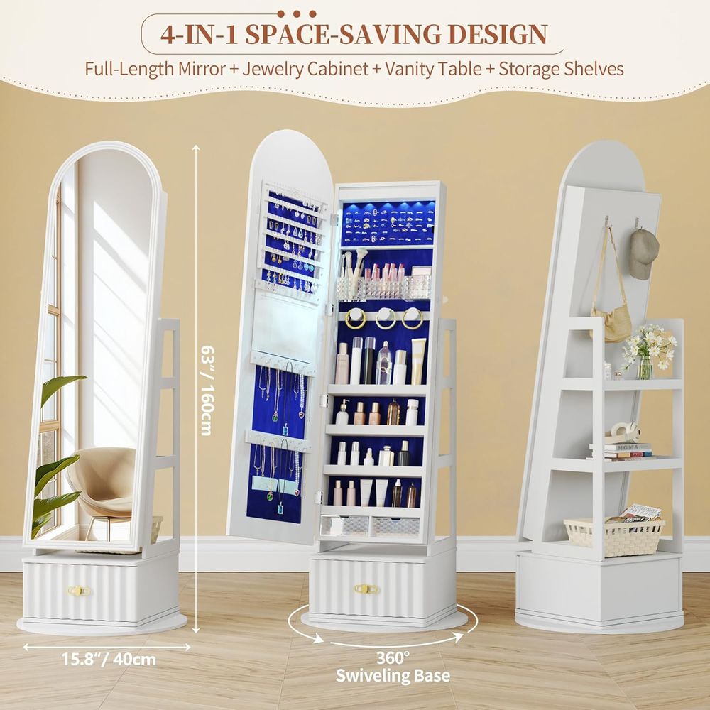 63인치 전체 길이 거울 수납장 – 벨벳 안감이 있는  - Storage & Organization 리뷰 및 가격