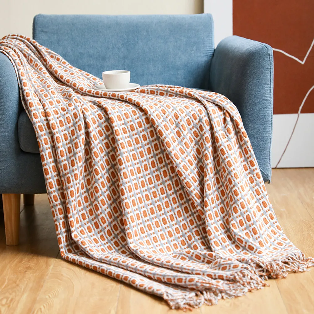 기하학적 격자무늬 자카드 직물로 짠 담요, 보헤미안 스 - Boho Throw Blanket Fringe 리뷰 및 가격
