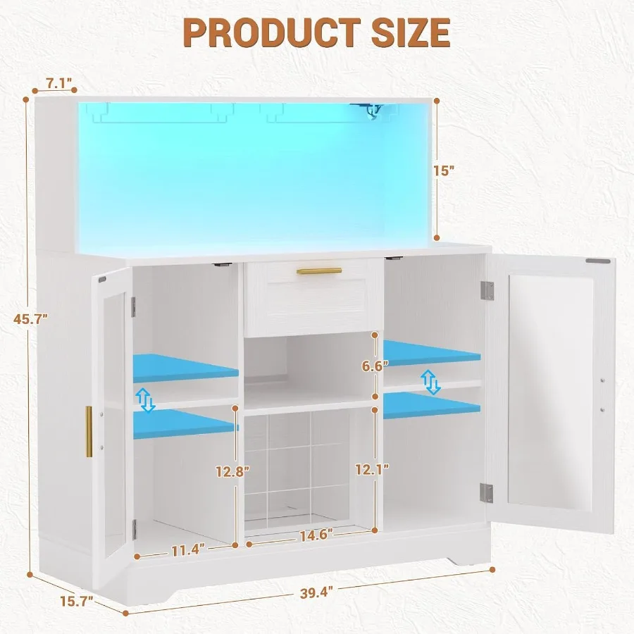 RGB LED 조명과 수납 공간이 있는 홈 바용 커피  - Storage & Organization 리뷰 및 가격