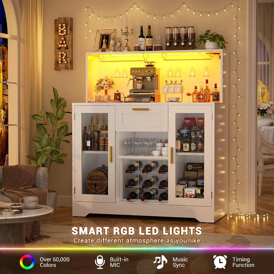 RGB LED 조명과 수납 공간이 있는 홈 바용 커피  - Storage & Organization 리뷰 및 가격